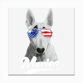 Trending Bull Terrier Sunglasses Usa American Flag 4th Canvas Print