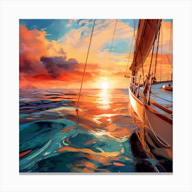 Sailboat At Sunset 19 Canvas Print