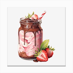 Strawberry Ice Cream In A Jar 2 Canvas Print