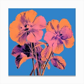 Andy Warhol Style Pop Art Flowers Lilac 1 Square Canvas Print