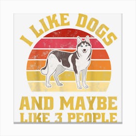 Funny Pets Animal Siberian Husky Dog Vintage Retro Sunset Canvas Print