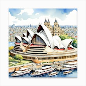 Sydney Opera House With Cityscape Canvas Print