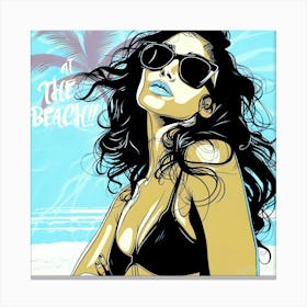 At The Beach Tanning - Beach Bronzin Canvas Print