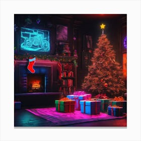 Christmas Tree In The Living Room 63 Canvas Print