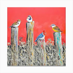 Birds On The Fence Canvas Print