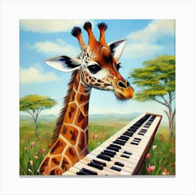 Giraffe Playing Piano Canvas Print