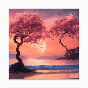 Japanese Sakura On The Beach 1 Canvas Print