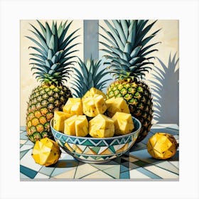 Pineapples Monochrome Background Canvas Print