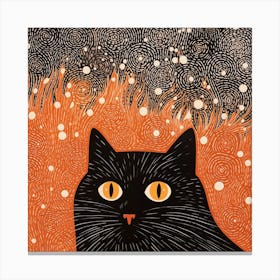 Cute Black Cat Painting Canvas Print