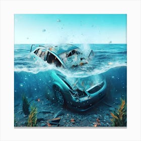 Car Crash in Ocean Canvas Print