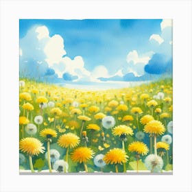 Watercolor Dandelions 1 Canvas Print