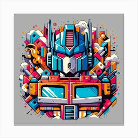 Transformers Optimus Prime Colorful Comic Graffiti Style Canvas Print