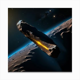 Yellow blue alien artifical asteroid floating in space 1 Canvas Print