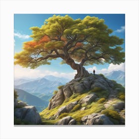 Lone Tree On The Mountain 2 Canvas Print
