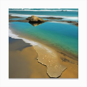Translucent Blue Sea and White Surf on Golden Beach Canvas Print