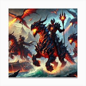 A Scene Showcasing The Abyssal Riders Of The Abyss Canvas Print