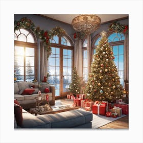 Christmas Living Room 1 Canvas Print