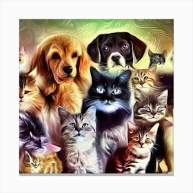 Group Of Cats And Dogs Canvas Print