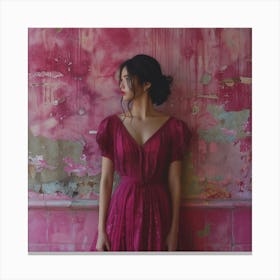 Girl In A Pink Dress Canvas Print