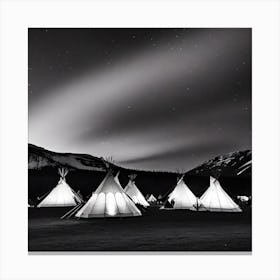 Teepees At Night 6 Canvas Print