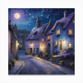 Night In The Town Paintings Art Print 3 Canvas Print