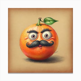 Orange With Mustache 16 Canvas Print