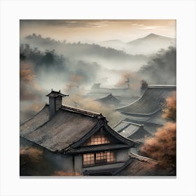 Firefly Rustic Rooftop Japanese Vintage Village Landscape 39947 Canvas Print