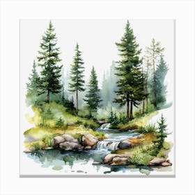 Watercolour Of A Forest Canvas Print