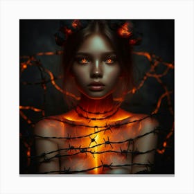 Devil Girl With Flames Canvas Print