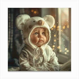 Baby In A Bear Costume Canvas Print