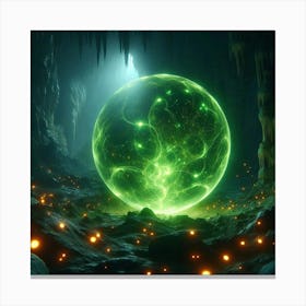 Green Sphere In A Cave Canvas Print