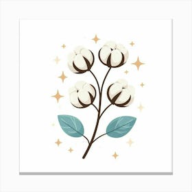 Cotton Flower branch, Vector art 2 Canvas Print