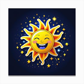 Lovely smiling sun on a blue gradient background 101 Canvas Print