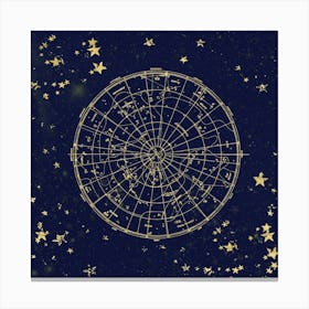 Star Map Gold And Navy II Canvas Print