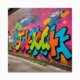 Brick Wall Chronicles: Urban Graffiti Style Canvas Print