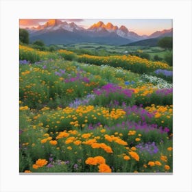 Wildflowers At Sunset 3 Canvas Print