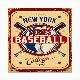 advertising poster design with illustration of baseball ball and clubs Canvas Print