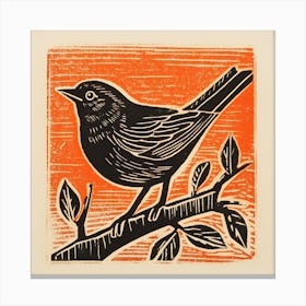Retro Bird Lithograph Finch 2 Canvas Print