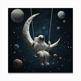 Astronaut On Swing Canvas Print