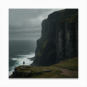 Lonely Man Standing On The Cliffs Canvas Print