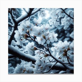 Cherry Blossoms In The Snow Canvas Print