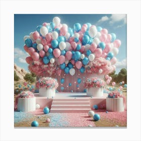 Pink And Blue Balloons Canvas Print