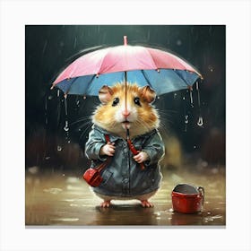 Hamster In The Rain 3 Canvas Print