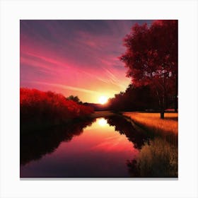 Sunset Over A River 4 Canvas Print