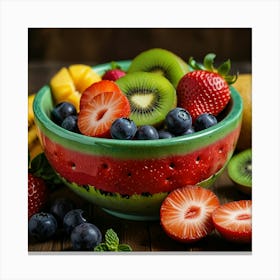 Watermelon In A Bowl Canvas Print