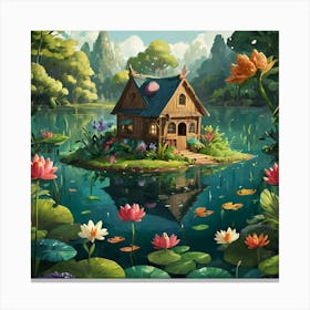 Fairy House In The Pond Canvas Print