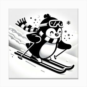Penguin Skiing 3 Canvas Print