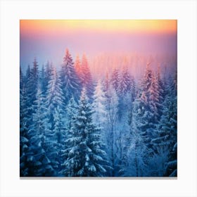 Firefly Dreamy Winter Forest With Ethereal Colorful Mist 67202 (3) Canvas Print