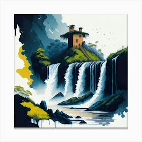 Colored Falls Ink Painting (4) Canvas Print