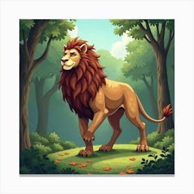 A Majestic Lion Headed Griffin In A Lush, Green Forest Clearing Canvas Print